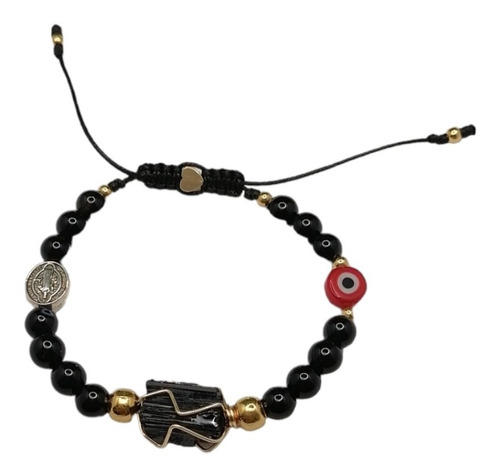 Pulsera De Onix, Turmalina Negra, San Benito Y Ojo Turco