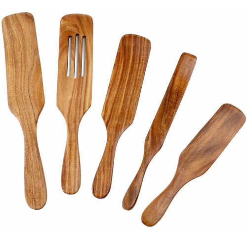 5 Unids Utensilio Cocina Madera Para Superficie Lisa Al Teca