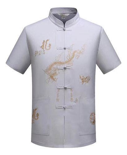 Camisa Masculina De Estilo Tradicional Chino Hanfu Gola Homb