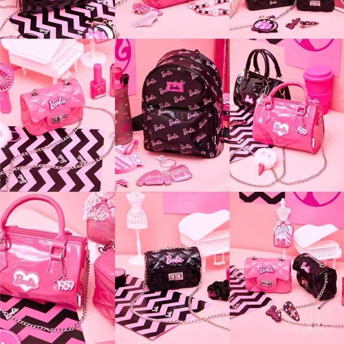 Mochila Miniso Barbie Para Mujer, De Poliuretano, Alta Capac