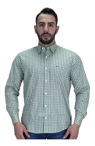 Camisa Masculina Fast Back Manga Longa Tecid Exclusivo Verde