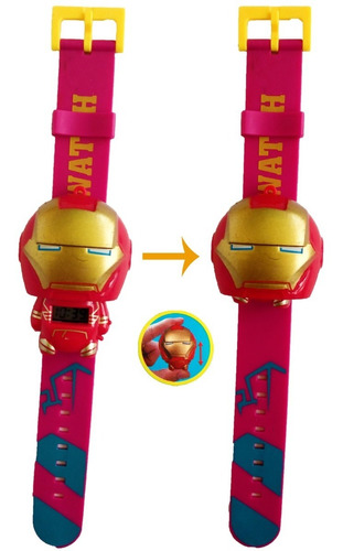 Super Reloj Digital Retraible Iron Man Jugueteria Niños