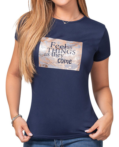 Camiseta Feel Azul Osc Para Mujer Croydon