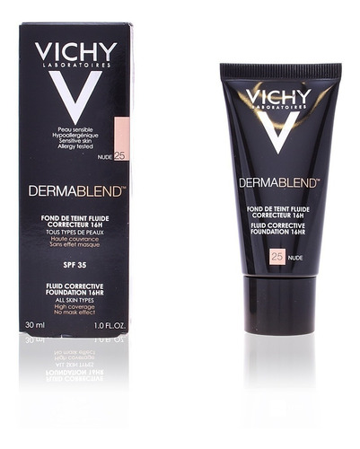 Imagen 1 de 8 de Base De Maquillaje Vichy Dermablend Nude 25 Liquido X 30 Ml