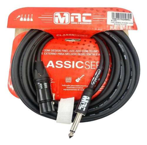 Cabo Xlr+p10 Classic P/ Microfone 9,15 Mts 24awg Mc30pb Mac