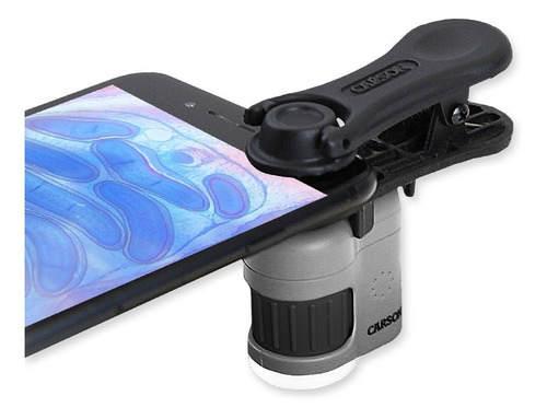 Microscopio De Bolsillo 20x C/clip Para Smartphone Carson Color Gris