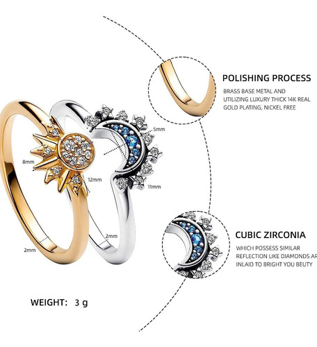 Conjunto Sol Y Luna Pareja Amistad Con Anillo Collar 4pcs