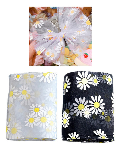 2x 5m Tela De Flores De Encaje Coser Tul Cinta Gris + Negro