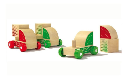 Imagen 6 de 10 de Trencity Blocars Auto Rojo Modular Madera Individual