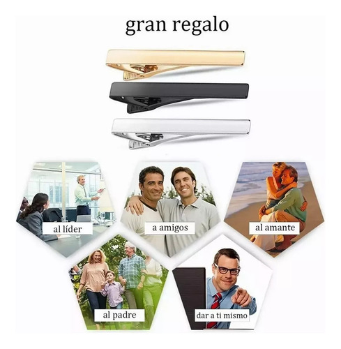 Set De 3 Clips Para Corbatas Business, Classic Wedding