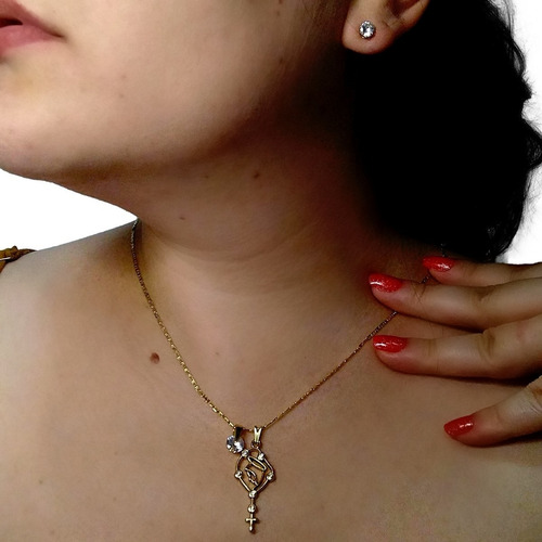 Imagem 4 de 6 de Conjunto Nossa Senhora Folheado Ouro 18k C/ Nf E Garantia