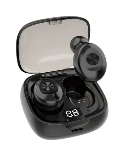 Audífonos in-ear gamer inalámbricos Bluetooth F9-5 negro con luz azul marino