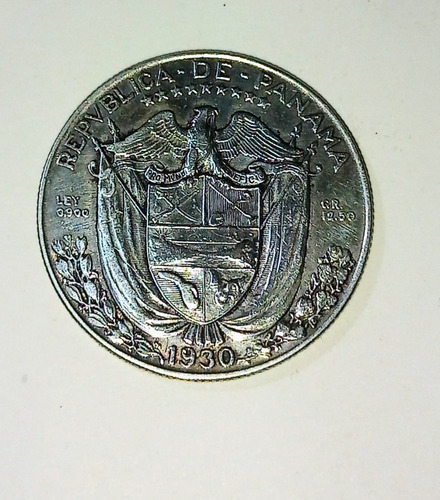 Moneda De Panama 1/2 Balboa 1930 Plata Vf.+ K.15
