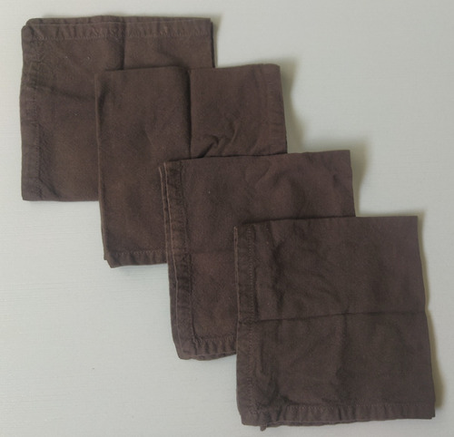 Servilletas En Tela, Set De 4u, Color Marron, Usadas