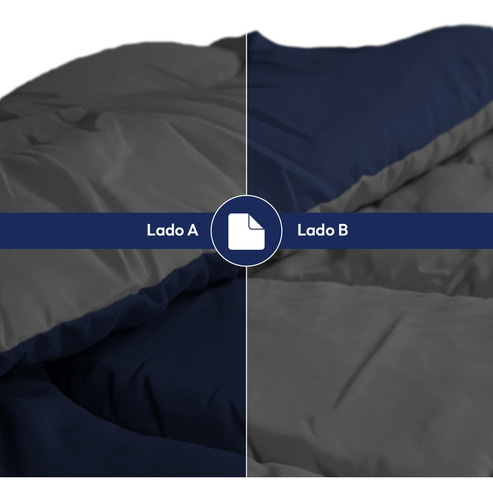 Acolchado 1 Plaza Y Media Reversible Liso Twin 90 X 190 Azul Oscuro Lisa
