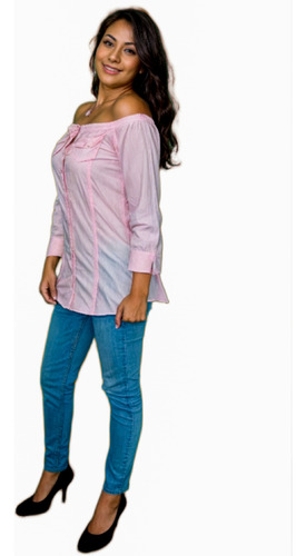 Blusa Tipo Campesina Con Resorte En Hombros Top Moda Mujer