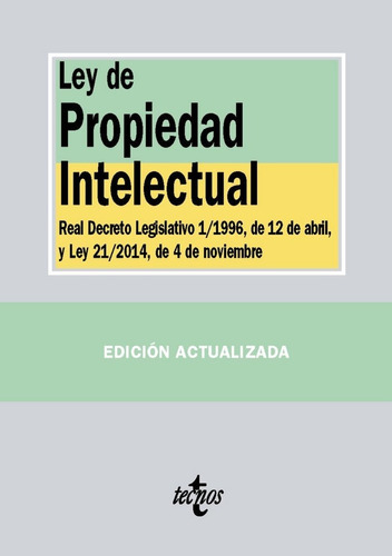 Ley De Propiedad Intelectual, De Editorial Tecnos. Editorial Tecnos, Tapa Blanda En Español