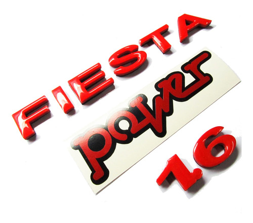 Emblemas Fiesta Power 1.6 Ford Rojo Pega 3m