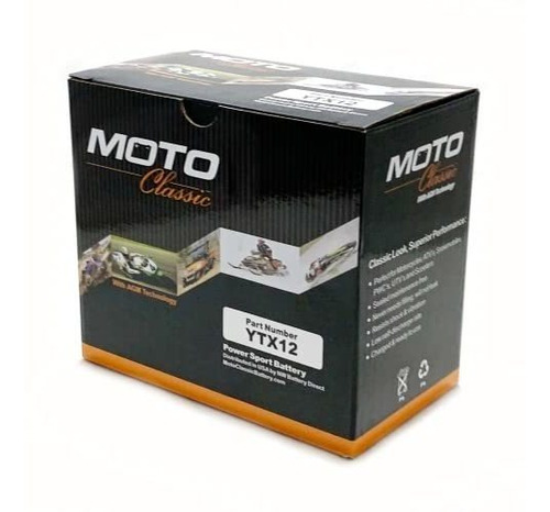 Moto Classic Ytx12 12v 12ah Sellado Batería De Motocicleta 2