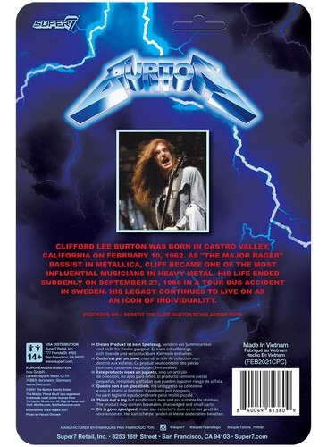 Metallica Cliff Burton Super 7 Re-action Figure 60th Anniv
