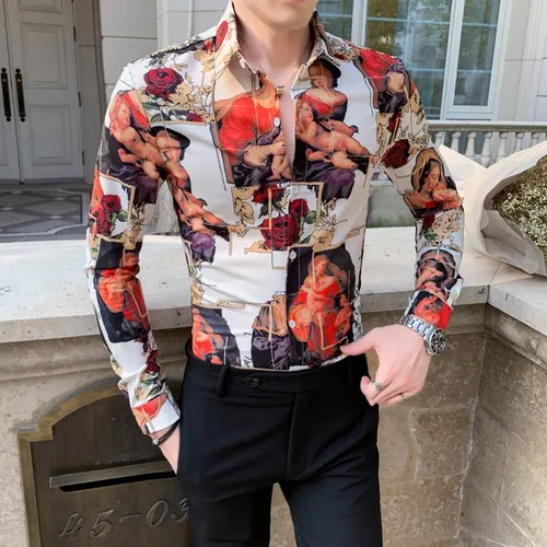 Camisas estampadas manga larga hotsell
