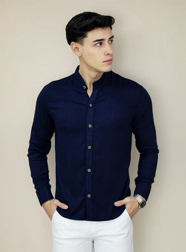 Camisas Cuello Neru Para Hombre | Manga Larga | Algodon