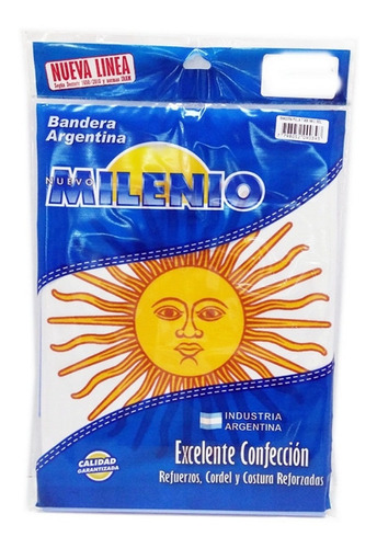 Bandera Argentina Milenio 135 X 216 Cm Con Sol Poliamida