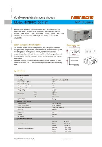 Imagen 2 de 3 de Bateria Solar De Litio Lifepo4 100ah 48v Lithium 4.8kw
