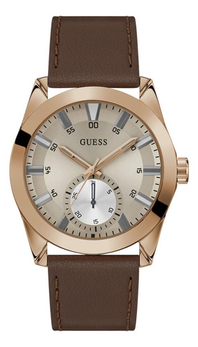 Reloj Guess Gw0793g3 Hombre Cuarzo Acero Inox Combinado Malla Marrón Bisel Rose