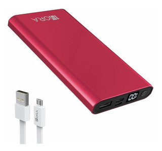 Power Bank Brillo Metálico Batería Portátil 10000mah 2.1a Color Rojo