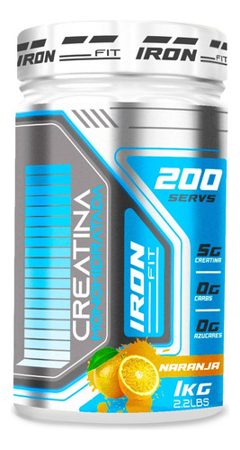 Creatina Monohidratada Iron Fit 1kg Sabores 200 Servicios Naranja