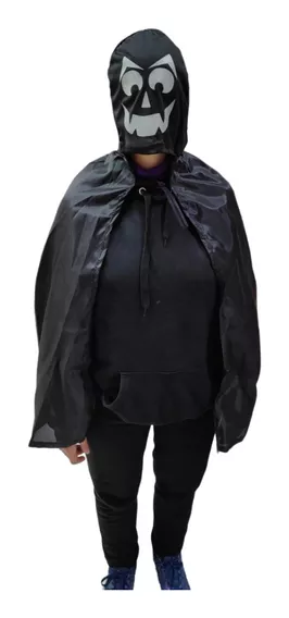 Capa Negra Con Capucha Fantasma Monstruo Halloween Disfraz