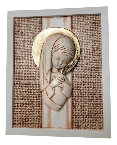 Cuadro/ Porta Retrato Con Virgen Niña Artesanal