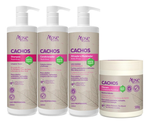 Tratamento Cabelos Cacheados Apse Cachos Nutritivos (4 Itens