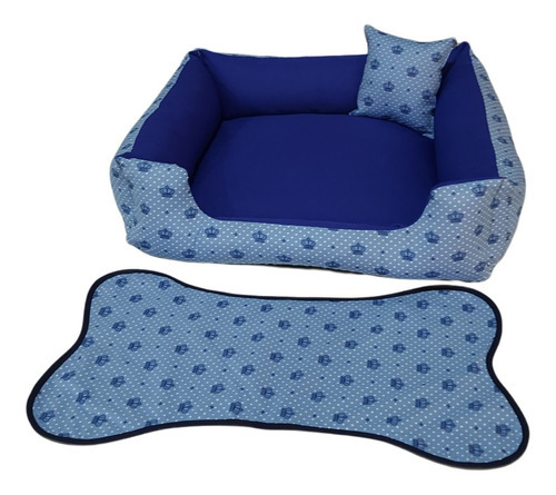 Cama Caminha Pra Cachorro 60x60 +tapetinho Cor azul coroa