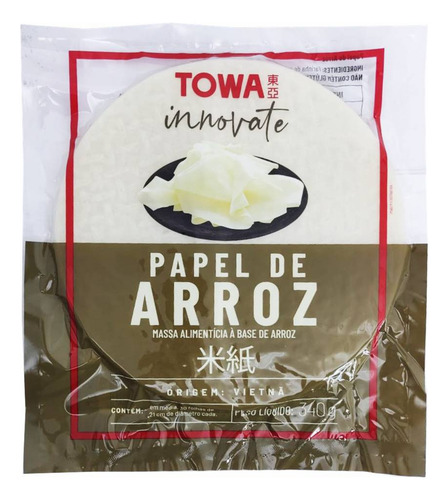Papel De Arroz Tailandes Spring Rolls 340g Towa - Kit X3