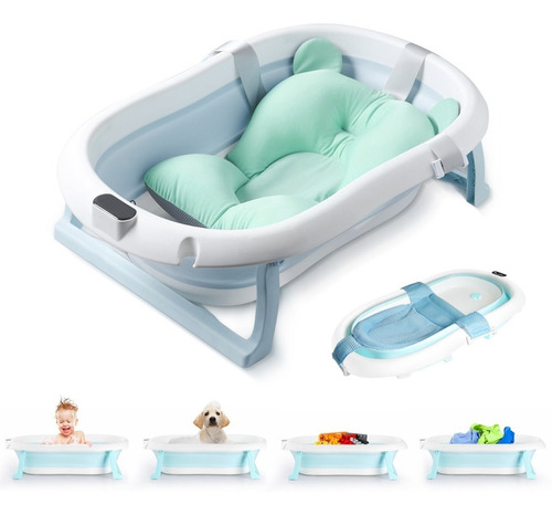 Bañera Tina Plegable Con 2 Cojín Para Bebés Recién Y Nacidos