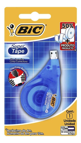 Corretivo Em Fita Escolar Branco Bic Super Tape 12m