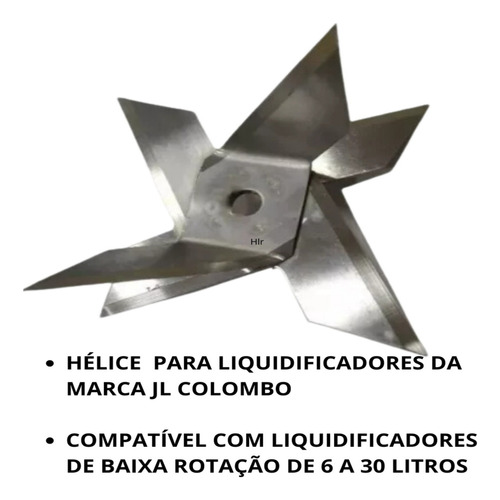 Lâmina Hélice P/ Liquidificador Ind Baixa Rotação Jl Colombo
