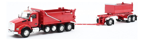 Camión Escala 1/64 Kw T880 Dump Truck Volteo Remolque Rogue Color Rojo