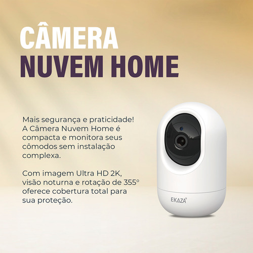 Câmera Inteligente Wifi Ekaza Hd 2k 3mp Onvif Visão Noturna Branco