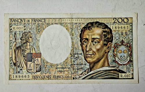 Cédula Da França 200 Francos P155 Mbc 1985 