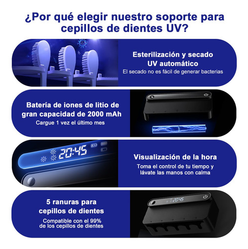 Portacepillos De Dientes Con Esterilizador Luz Uv, Soporte