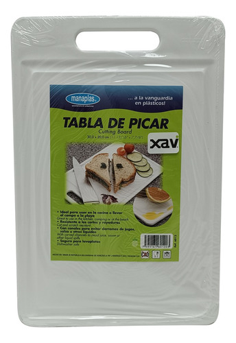 Tabla Cortar Picar Blanca Plastica 30x20c Manaplas 0822 Xavi