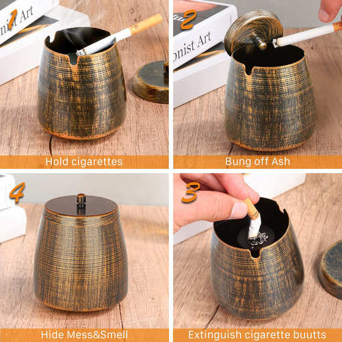 Cenicero Retro Inodoro Con Tapa Para Cigarrillos Al Aire