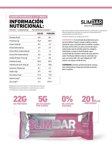 Barra De Proteina Slimbar 60 Gr Berries A La Crema
