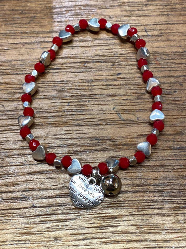 Luli Pulsera Tobillera Cristal Rojo Cascabel Corazón Love 