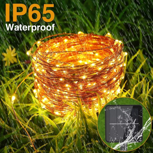 Imagen 9 de 10 de Guirnalda De Luces Solares 12m 120 Led Exteriores Decoracion