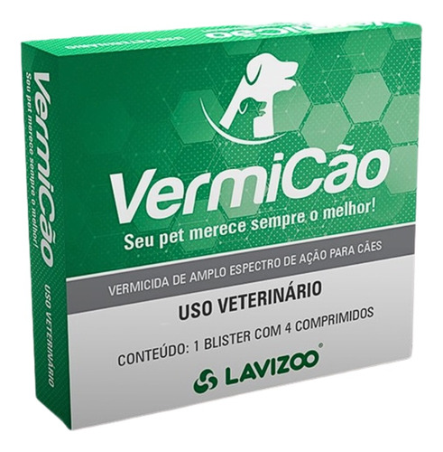 Vermicão Lavizoo C/ 4cp Vermífugo Para Cães