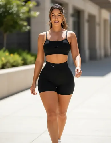 Conjunto Fitness Virginia Top Shorts Meia Coxa Cintura Alta
